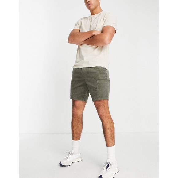 Osos Cordoroy Shorts, Wide Wale, Olive, Size, NWT, $27, B69 - Picture 1 of 8